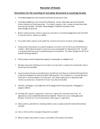 Recorder of Deeds Filing Instructions