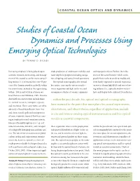 Studies of Coastal Ocean Dynamics and Processes Using Emerging Optical Technologies