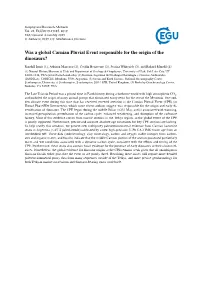 Was a Global Carnian Pluvial Event Responsible for the Origin of the Dinosaurs?