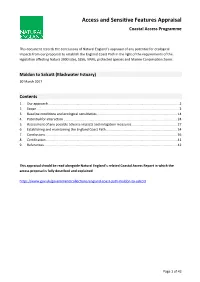 Maldon to Salcott Sensitive Features Report