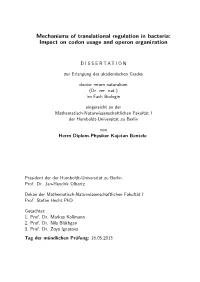 Mechanisms of Translational Regulation in Bacteria:Impact On