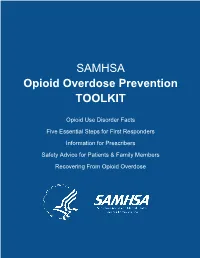 SAMHSA Opioid Overdose Prevention TOOLKIT