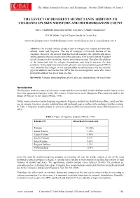 The Effect of Different Humectants Addition to Colognes on Skin Moisture and Microorganism Count