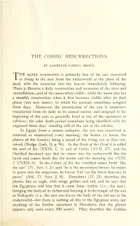 THE Mythic Resurrection Is Primarily That of the Sun