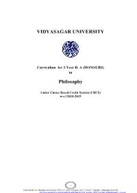 VIDYASAGAR UNIVERSITY Philosophy