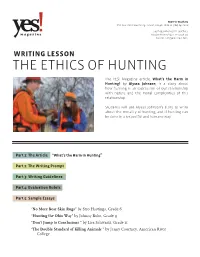 Writing Lesson the Ethics of Hunting