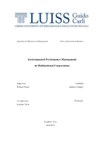 Environmental Performance Management in Multinational