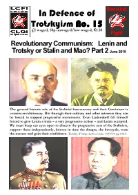 In Defence of Trotskyism No. 15 £1 Waged, 50P Unwaged/Low Waged, €1.50