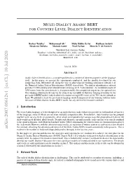 Multi-Dialect Arabic Bert for Country-Level Dialect Identification