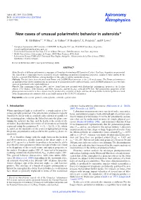 New Cases of Unusual Polarimetric Behavior in Asteroids