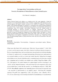 Post-Imperialism, Postcolonialism and Beyond: Towards a Periodisation of Cultural Discourse About Colonial Legacies