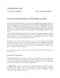 Powers and Functions of President in India