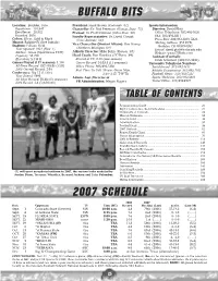 Buffalo Bits 2007 Schedule