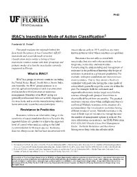 IRAC's Insecticide Mode of Action Classification1