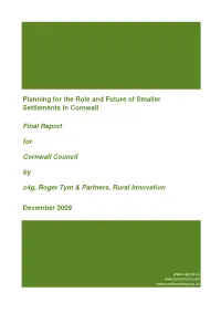 Planning for the Role and Future of Smaller Settlements in Cornwall
