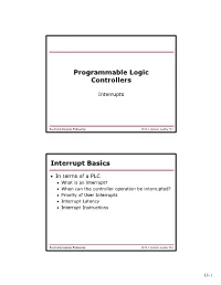 Programmable Logic Controllers Interrupt Basics