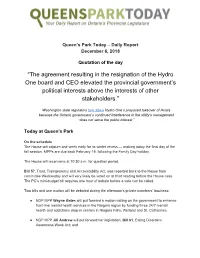 “The Agreement Resulting in the Resignation of The