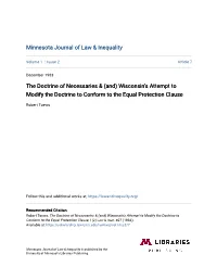 The Doctrine of Necessaries & (And) Wisconsin's Attempt to Modify the Doctrine to Conform to the Equal Protection Clause
