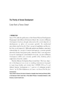 The Priority of Human Development
