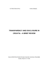 Transparency and Disclosure in Croatia – a Brief Review
