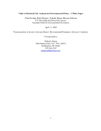 1 Value of Statistical Life Analysis and Environmental Policy