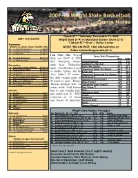 2009-10 Wright State Basketball Game Notes