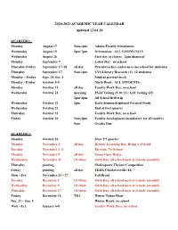 CALENDAR Updated 12.04.20