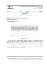 Efficiency Assessment of Secondary Schools in Mauritius: a DEA Approach