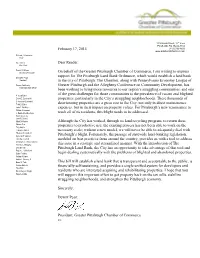 February 17, 2014 Dear Reader: on Behalf of the Greater Pittsburgh
