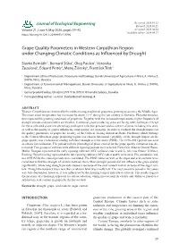 Grape Quality Parameters in Western Carpathian Region Under Changing Climatic Conditions As Influenced by Drought