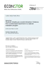 Students' Cheating As a Social Interaction: Evidence from a Randomized Experiment in a National Evaluation Program