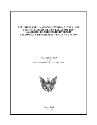 Technical Explanation of Division C of H.R. 3221, the Housing Assistance