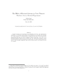 The Effect of Electoral Systems on Voter Turnout