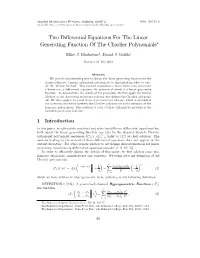Two Differential Equations for the Linear Generating Function