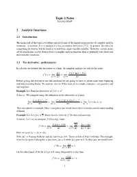 18.04 S18 Topic 2: Analytic Functions
