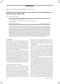 Activities of Latvian Pharmacists in the Latvian Red Cross Organization in Exile in Germany (1945–1976)