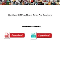 Gwr Super Off Peak Return Terms and Conditions