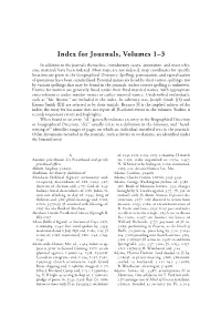Index for Journals, Volumes 1–3