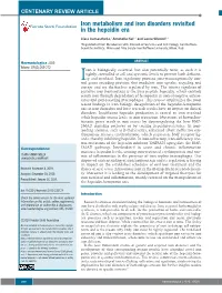 Iron Metabolism and Iron Disorders Revisited in the Hepcidin