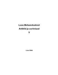 Luua Metsanduskool Artiklid Ja Uurimised V