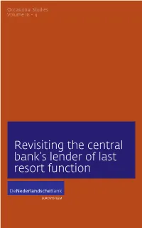 Revisiting the Central Bank's Lender of Last Resort Function