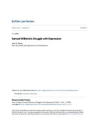 Samuel Williston's Struggle with Depression