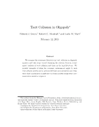 Tacit Collusion in Oligopoly"