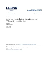 Bankruptcy Costs, Liability Dollarization, and Vulnerability to Sudden Stops Uluc Aysun University of Connecticut