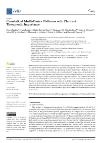 Crosstalk of Multi-Omics Platforms with Plants Oftherapeutic Importance