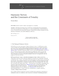 Harmonic Vectors and the Constraints of Tonality