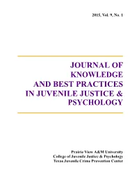 Journal of Knowledge and Best Practices in Juvenile Justice & Psychology