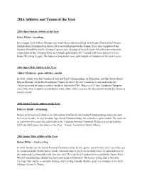 2016 Athletes and Teams of the Year
