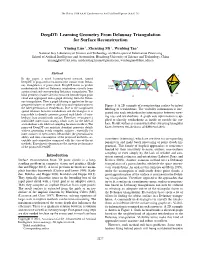 Deepdt: Learning Geometry from Delaunay Triangulation for Surface Reconstruction