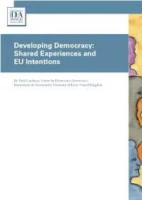 Developing Democracy: Shared Experiences and EU Intentions